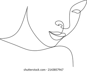 Face Line drawing art. Woman face Vector. Minimalist female Portrait. Beauty salon Logo. Modern Artwork. Fashion Print
