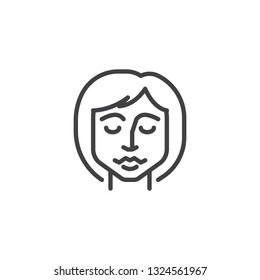 Face line icon. linear style sign for mobile concept and web design. Woman face with closed eyes outline vector icon. Symbol, logo illustration. Pixel perfect vector graphics