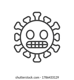 Virus Grimacing Face line icon. linear style sign for mobile concept and web design. Scared coronavirus emoticon outline vector icon. Symbol, logo illustration. Vector graphics
