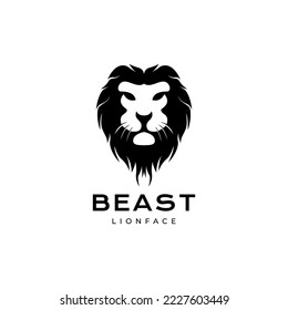 face lion long mane logo design
