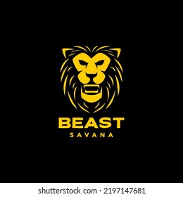 face lion mane beast roar logo design