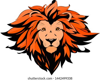 the face of a lion yellow orange vector