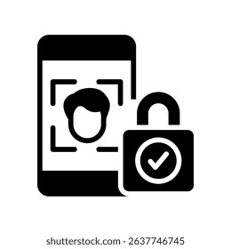 Face Lock Icon Glyph Vector Illustration