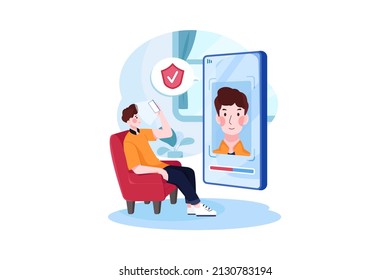 Face Lock Security illustration concept