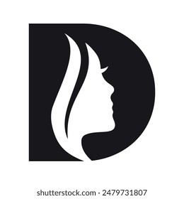 Face Logo combine with letter D vector template