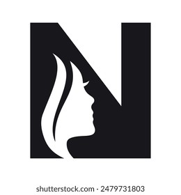 Face Logo combine with letter N vector template