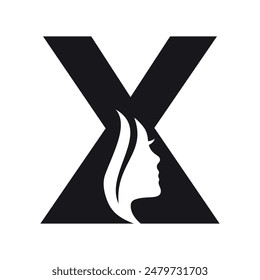 Face Logo combine with letter X vector template