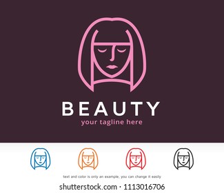 Face Logo, Symbol Template Design Vector, Emblem, Design Concept, Creative Symbol, Icon