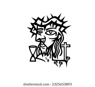 Das Gesicht des Herrn Jesus in Kubismus Art Style, Kunst Vektordesign