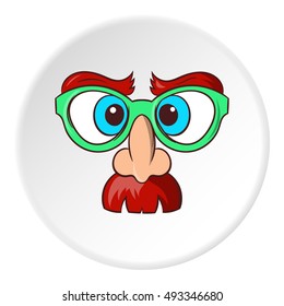 Face of magician icon in cartoon style isolated on white circle background. Holiday symbol vector illustration