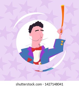 Face magician with a magic wand. Avatar.
