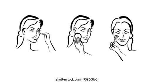 face make up instruction icon, How To Apply Makeup, Foundation makeup application