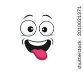 Face making fun of someone in playful way, emoticon showing tongue isolated icon. Vector teasing smiley face expression. Yummy emoji speech bubble or chatbot, tasty food, enjoy of gourmet snack