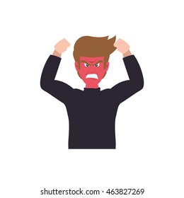 face man angry eyes expression cartoon icon. Isolated and flat illustration. Vector graphic