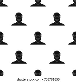 The face of a man with a beard and mustache. Face and appearance single icon in black style vector symbol stock illustration web.