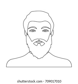 The face of a man with a beard and mustache. Face and appearance single icon in outline style vector symbol stock illustration web.