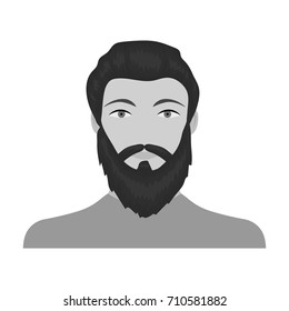 The face of a man with a beard and mustache. Face and appearance single icon in monochrome style vector symbol stock illustration web.