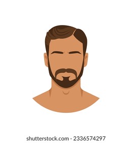 Face of man with beard and mustache. Vector illustration
