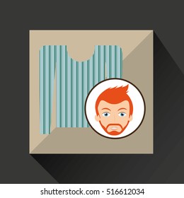 face man bearded clothes blue sweater hipster vector illustration eps 10