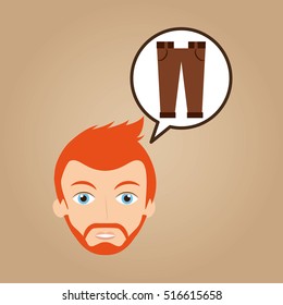 face man bearded clothes brown pants hipster vector illustration eps 10