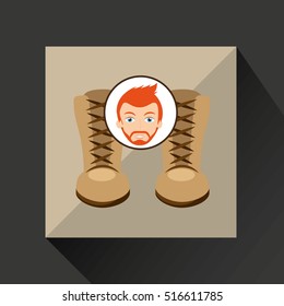 face man bearded clothes leather boots hipster vector illustration eps 10