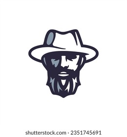 face man bearded logo design vector