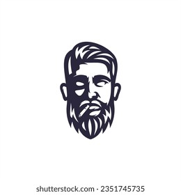 vector de diseño de logotipo con barba de cara