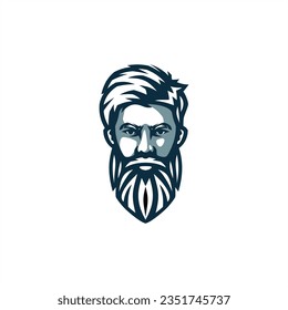 face man bearded logo design vector