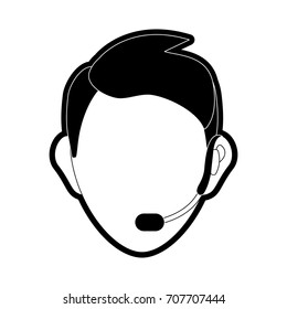 face man call center  vector illustration