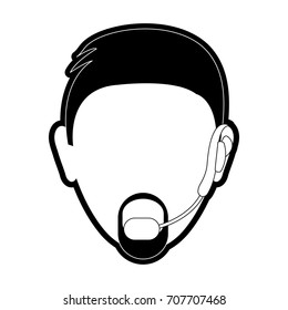 face man call center  vector illustration