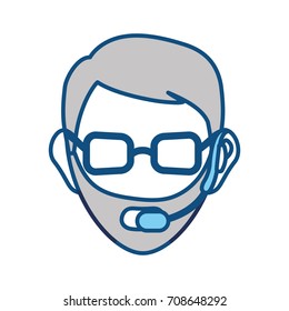 face man call center vector  illustration