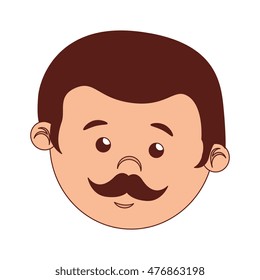 face man cartoon moustache isolated