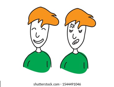 Face man cartoons vector illustration. doodle cartoon
