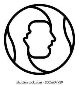 Face of a man in a circle icon. Outline face of a man in a circle vector icon for web design isolated on white background