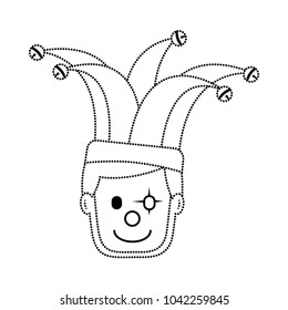 face man with clown mask and jester hat decoration