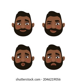 The face of a man. Different emotions. Colored illustration in a flat style.