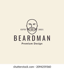 face man head with beard line hipster logo icon vector graphic design illustration idea