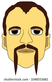 the face of a man with a long mustache