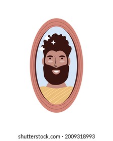 face man in mirror cartoon