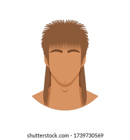 Face of man with mullet haircut