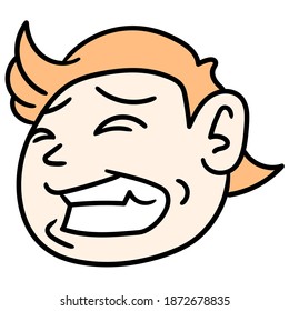 das Gesicht eines Mannes mit einem zurückhaltenden Ausdruck doodle kawaii. doodle Symbol-Bild. Cartoon Caharacter süße Doodle ziehen