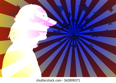 Face man silhouette man on stars background.