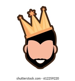 face man smile with crown