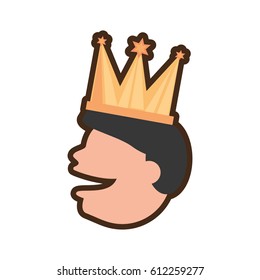 face man smile with crown