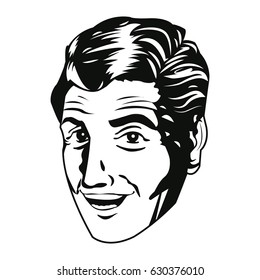 face man smiling expression pop art design