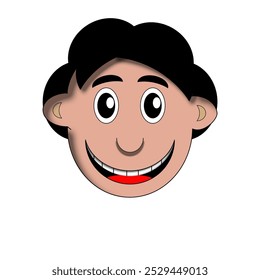 Cara de un hombre sonriendo en su mayoría hecho con una forma de luna creciente