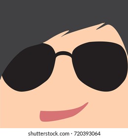 face man with sunglass flat design vector eps10