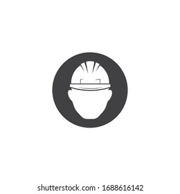 face man using construction  helmet vector illustration design template