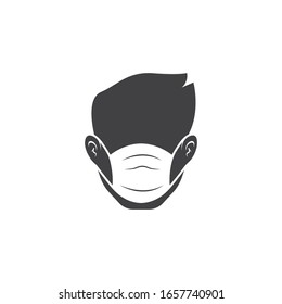 face man using pollution mask vector illustration 
