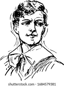 Face of man, vintage line drawing or engraving illustration